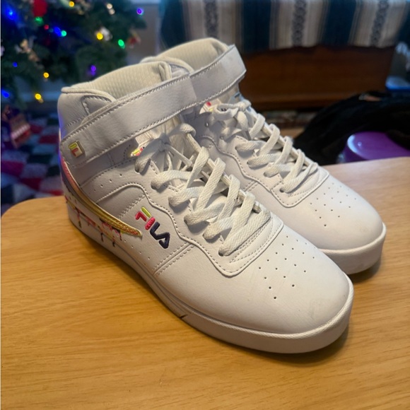 Fila High Top EUC White with Multi Color Drip - Picture 3 of 9